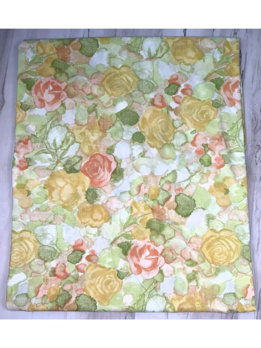 VTG 4pc CANNON Royal Family FULL/DOUBLE Percale Watercolor Rose SHEET SET EUC